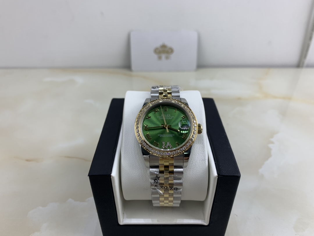 Rolex 皇家 劳力士日志系列女款绿色表盘镶钻腕表
