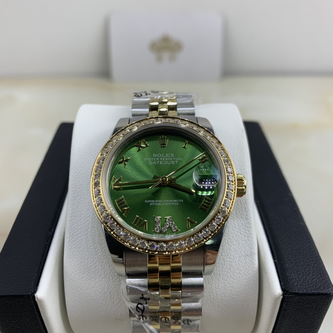 Rolex 皇家 劳力士日志系列女款绿色表盘镶钻腕表