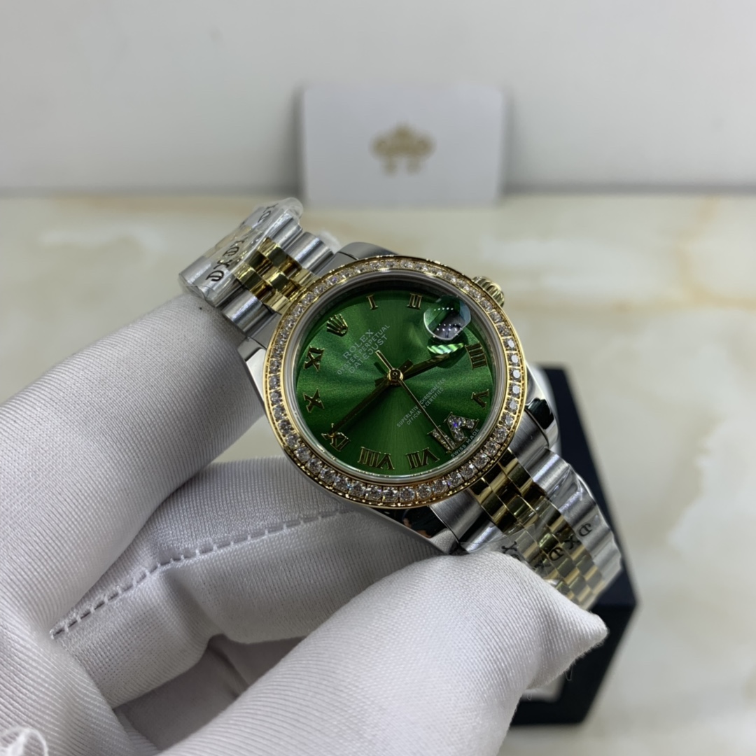 Rolex 皇家 劳力士日志系列女款绿色表盘镶钻腕表