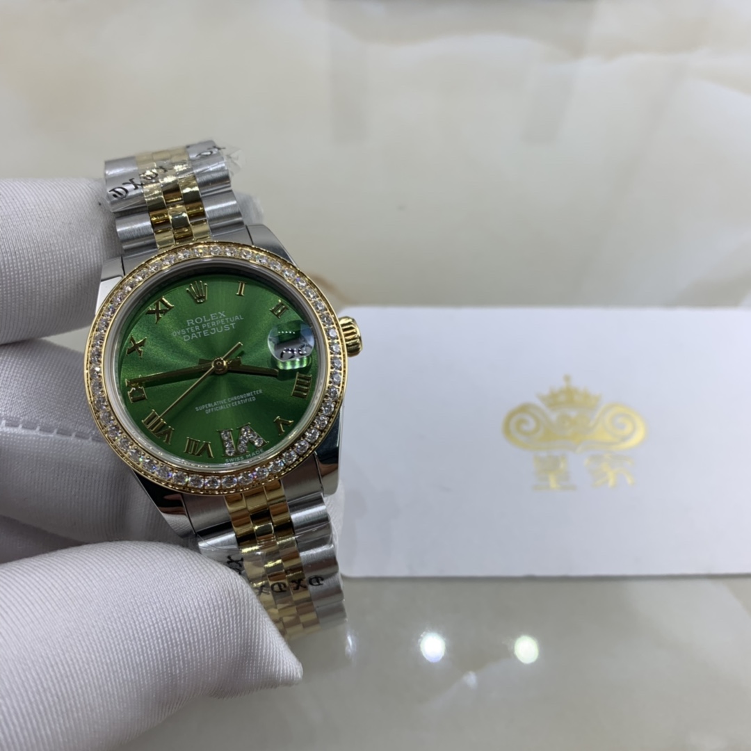Rolex 皇家 劳力士日志系列女款绿色表盘镶钻腕表