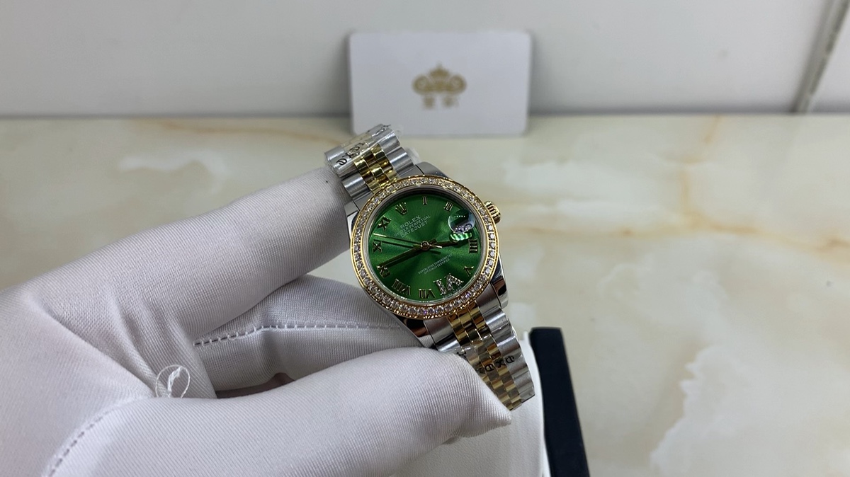 Rolex 皇家 劳力士日志系列女款绿色表盘镶钻腕表视频欣赏