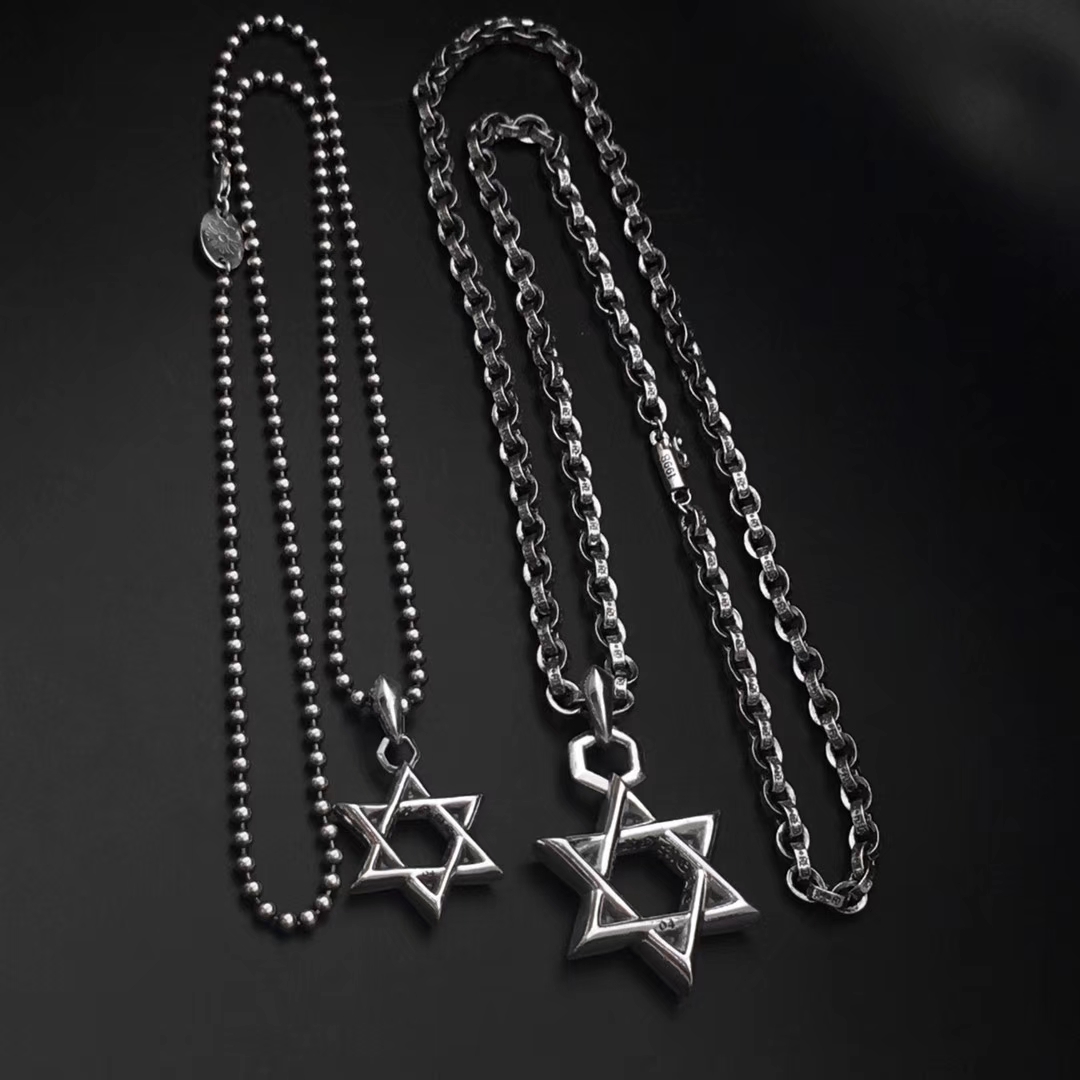 NO:111055,Letter chain 75 round bead chain style Crosin Chrome hearts Hexagram pendant small version Hexagram with Crosin round bead chain large version Hexagram with classic letters, jewelry boutique, chrome hearts, chrome hearts19860909字母链款75圆珠链款 克罗心Chrome hearts 六芒星吊坠小版六芒星配克罗心圆珠链大版六芒星配经典字母,饰品精品,chrome hearts,chrome hearts,Jewelry