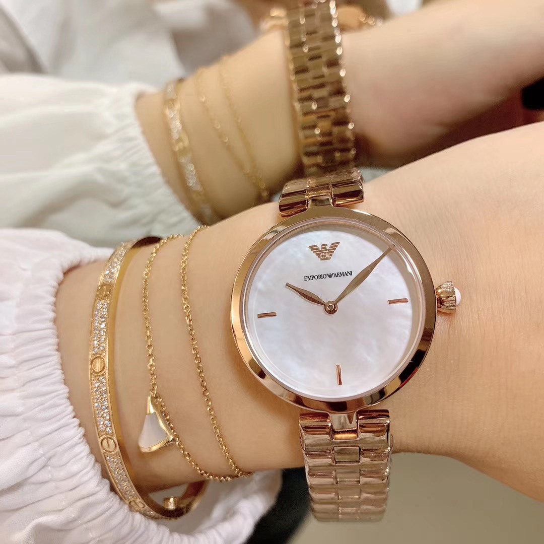 Armani 阿玛尼（ARMANI）石英女表型号AR11197 AR11196 玫瑰金色官网最新款