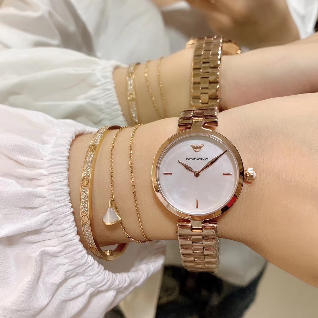 Armani 阿玛尼（ARMANI）石英女表型号AR11197 AR11196 玫瑰金色官网最新款