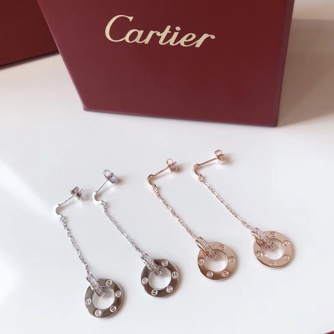 Cartier卡地亚大小双环流苏耳钉