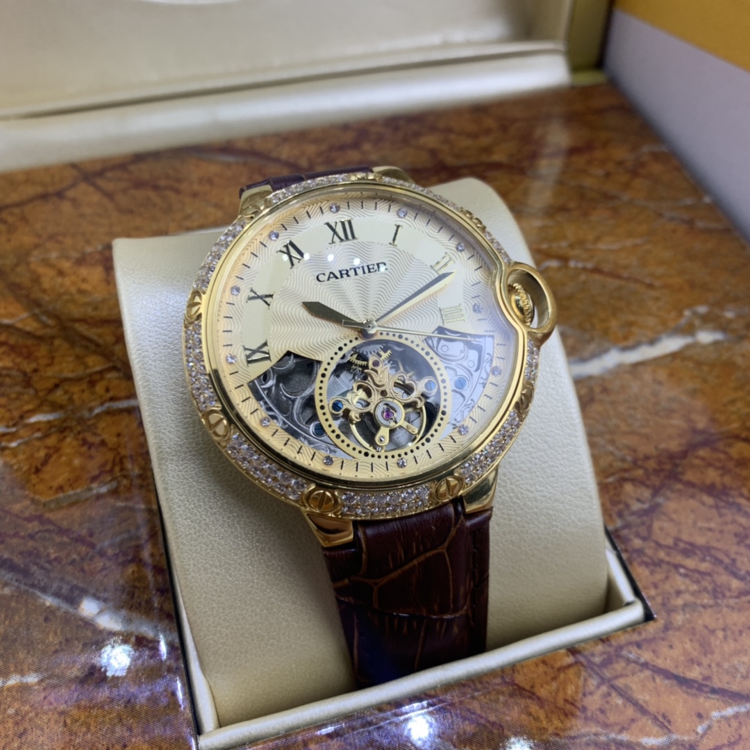 Cartier 皇家 卡地亚蓝气球男款飞轮镶钻腕表