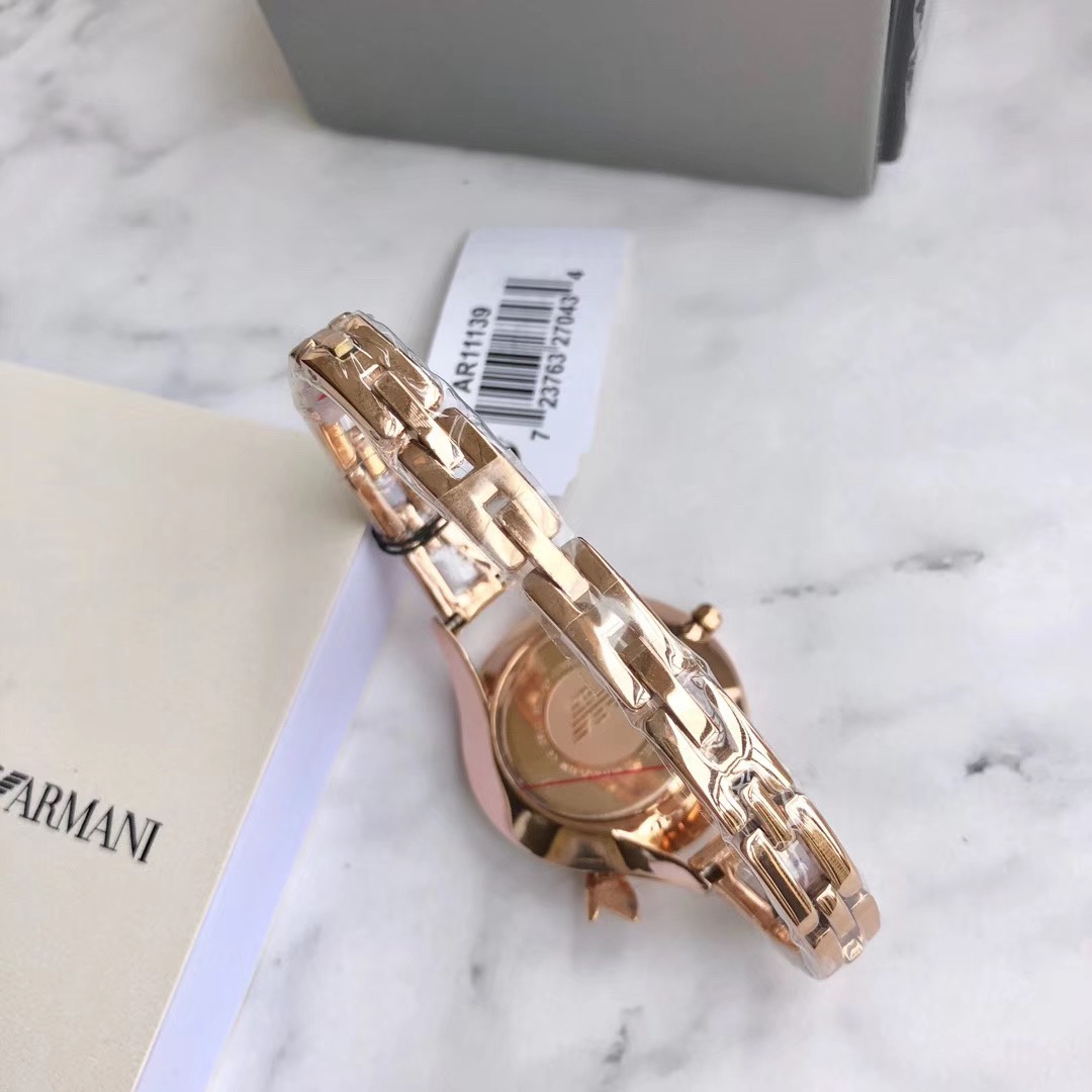 Armani 阿玛尼（GINNI T-BAR系列）优雅立体蜻蜓水钻女士石英款 采用天然绿色贝母表盘
