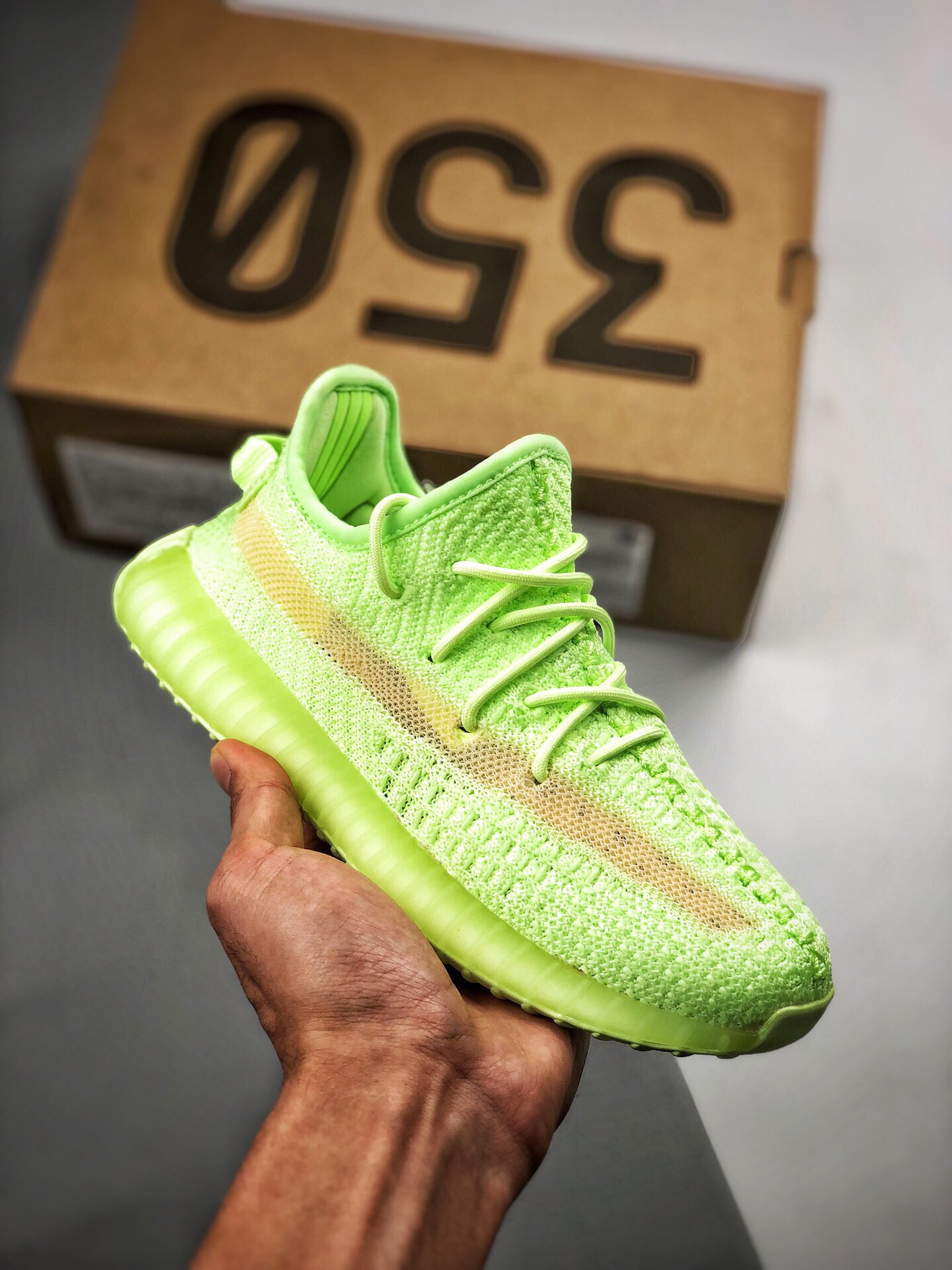 Recogida local, canal original, nuevo lote envío, suministro exclusivo‼ Yeezy 350v2 Verde Luminoso, zapatos para niños …
