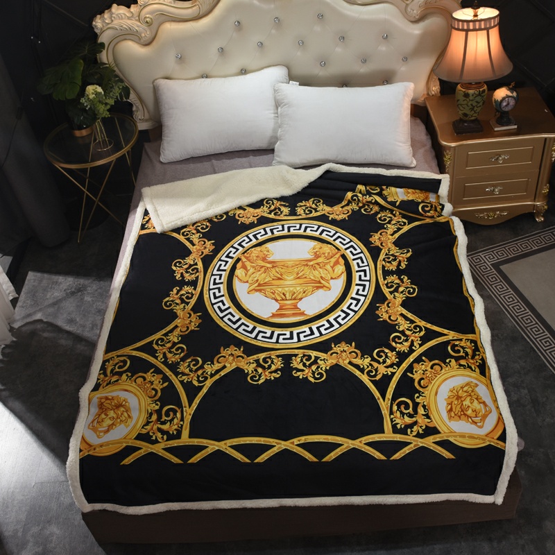 Versace "Holy Grail" Dual-Sided Fleece Throw Blanket - Comprehensive