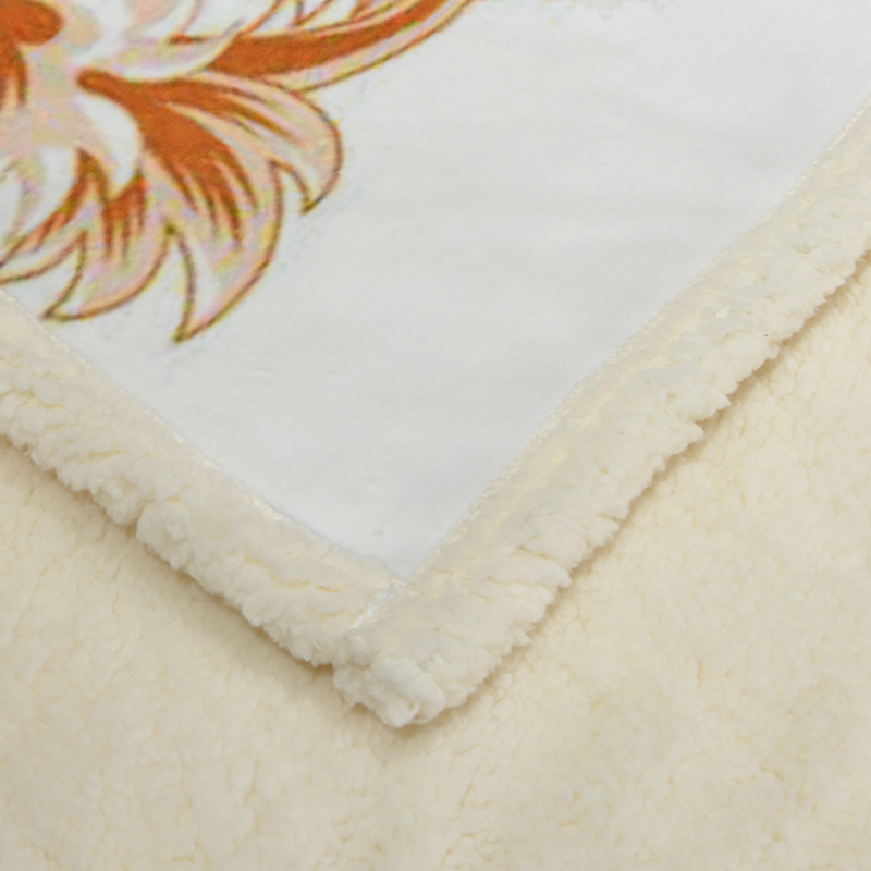 Sherpa Fleece Composite Throw Blanket – White / Gold - Comprehensive 6