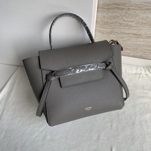Buy the Best High Quality Replica
 Celine Belt Pico Bags Handbags Grey Gold Hardware Cowhide Frosted