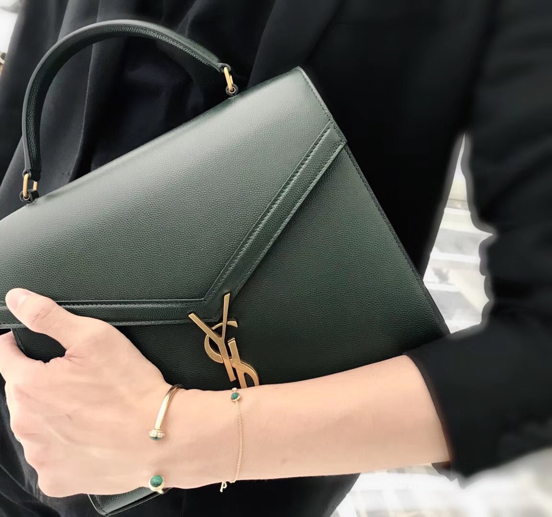 Saint Laurent Ysl CASSANDRA鱼子酱纹手拎包 578000墨绿色