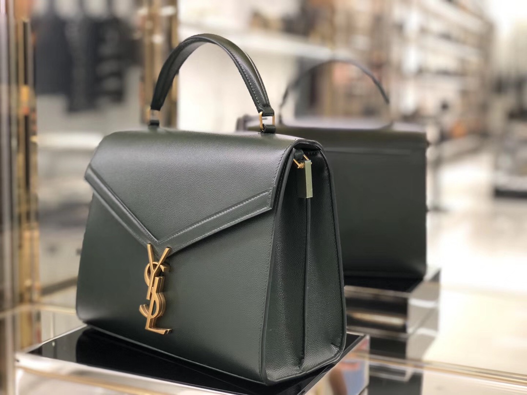 Saint Laurent Ysl CASSANDRA鱼子酱纹手拎包 578000墨绿色