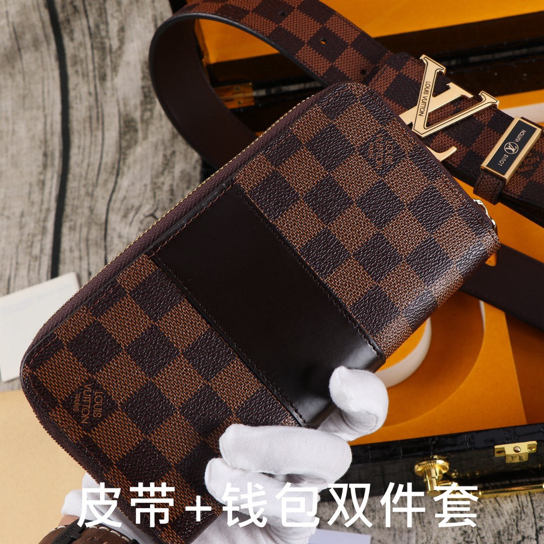 LV.路易…双件套 木盒装皮带+钱包