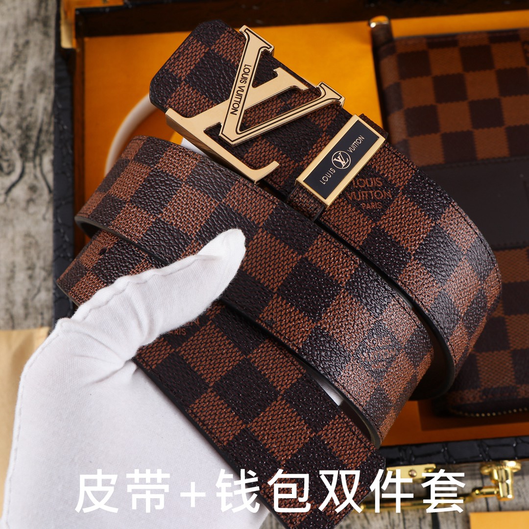 LV.路易…双件套 木盒装皮带+钱包