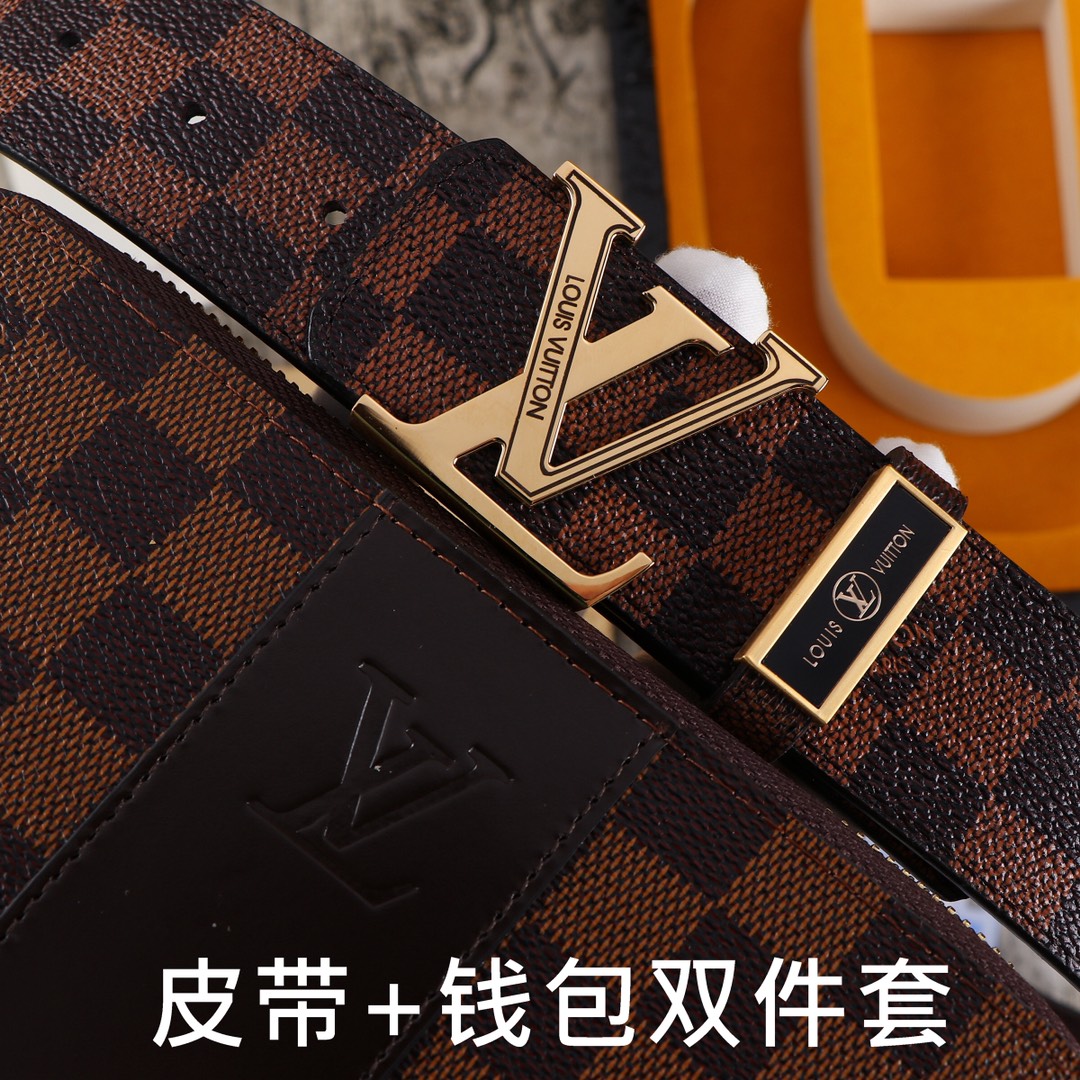 LV.路易…双件套 木盒装皮带+钱包