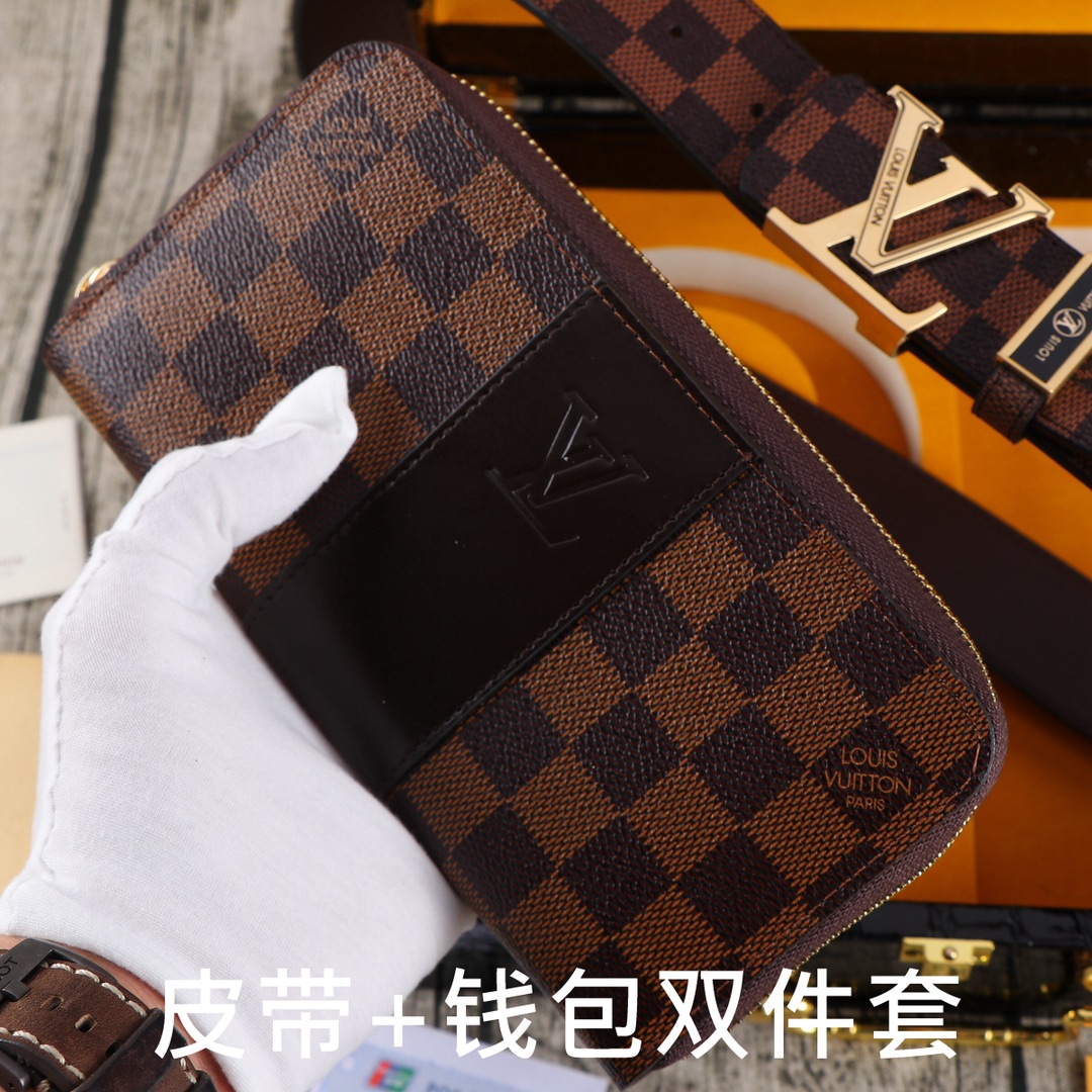 LV.路易…双件套 木盒装皮带+钱包