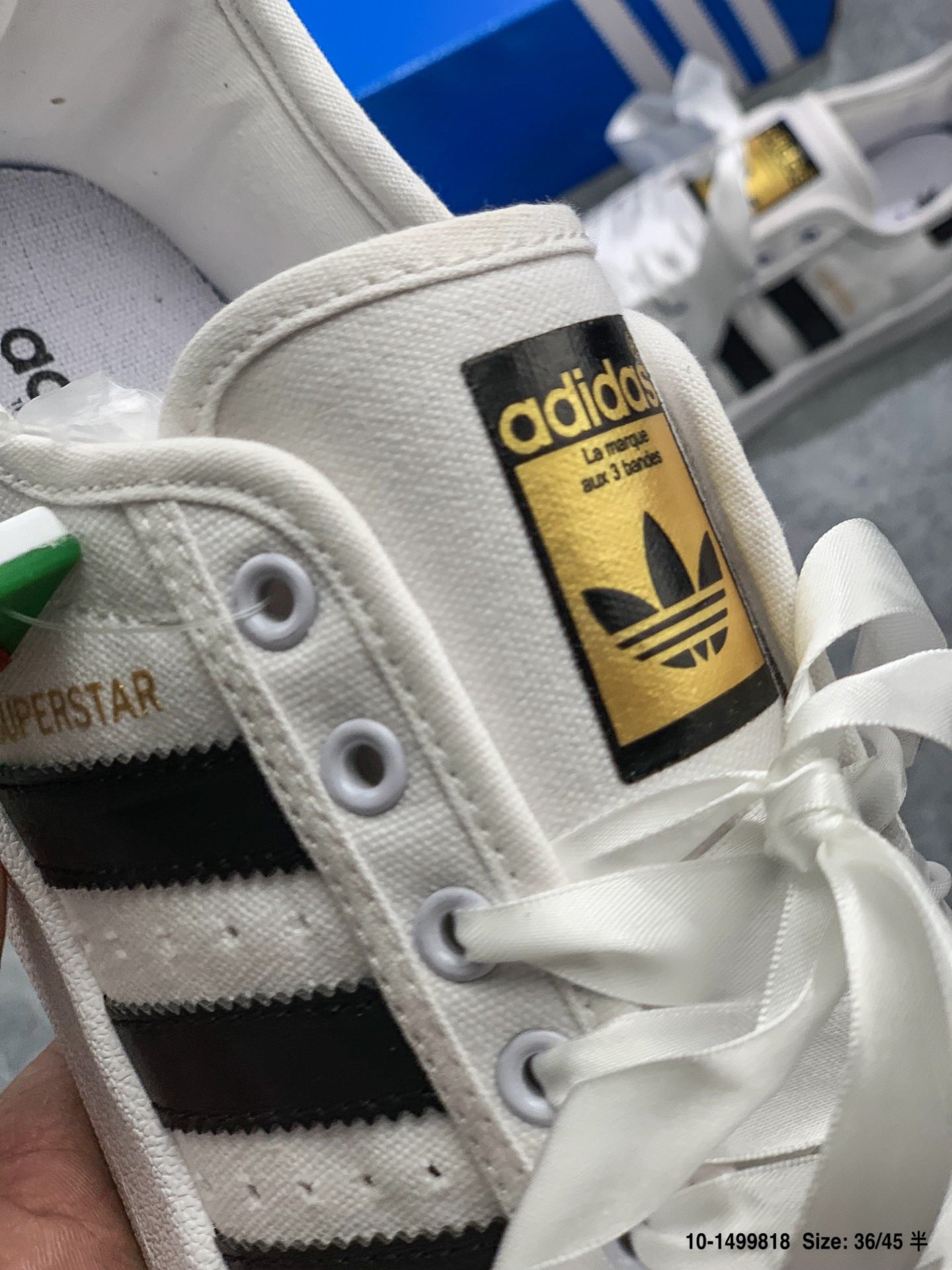 100 真标 半码贝壳头系列Adidas/阿迪达斯 Superstar Rize W 丝绸鞋带 三叶草 贝壳头低帮帆布板鞋