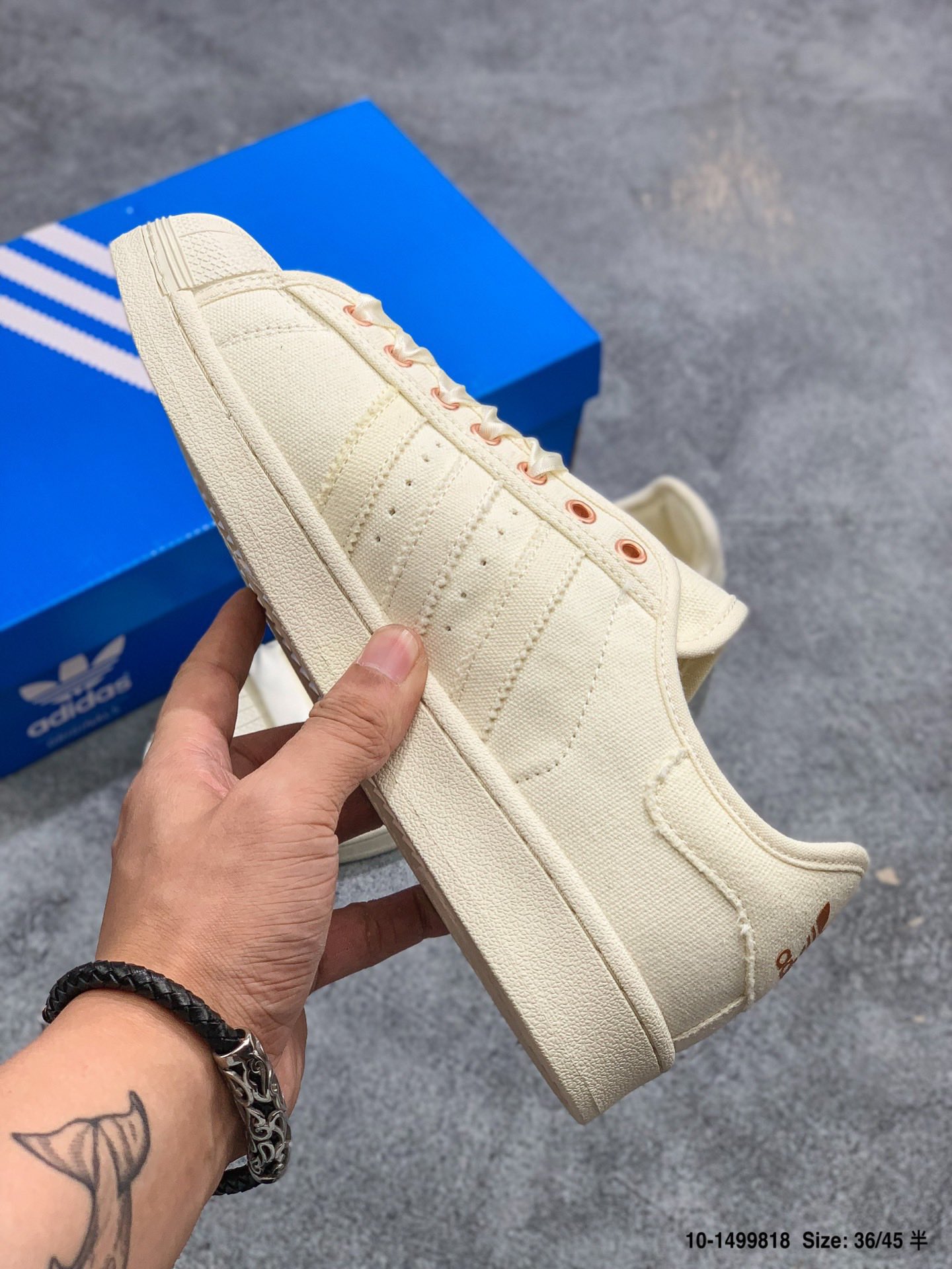 100 真标 半码贝壳头系列Adidas/阿迪达斯 Superstar Rize W 丝绸鞋带 三叶草 贝壳头低帮帆布板鞋