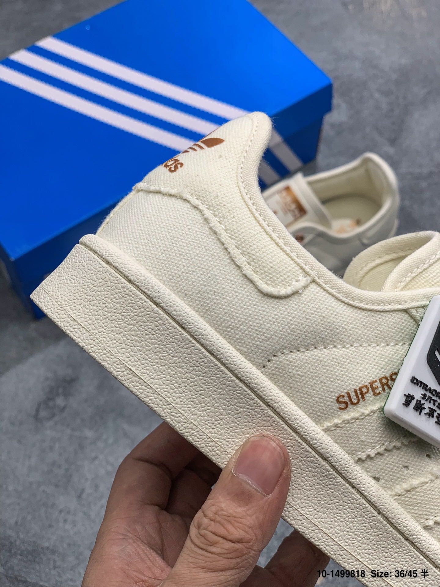 100 真标 半码贝壳头系列Adidas/阿迪达斯 Superstar Rize W 丝绸鞋带 三叶草 贝壳头低帮帆布板鞋