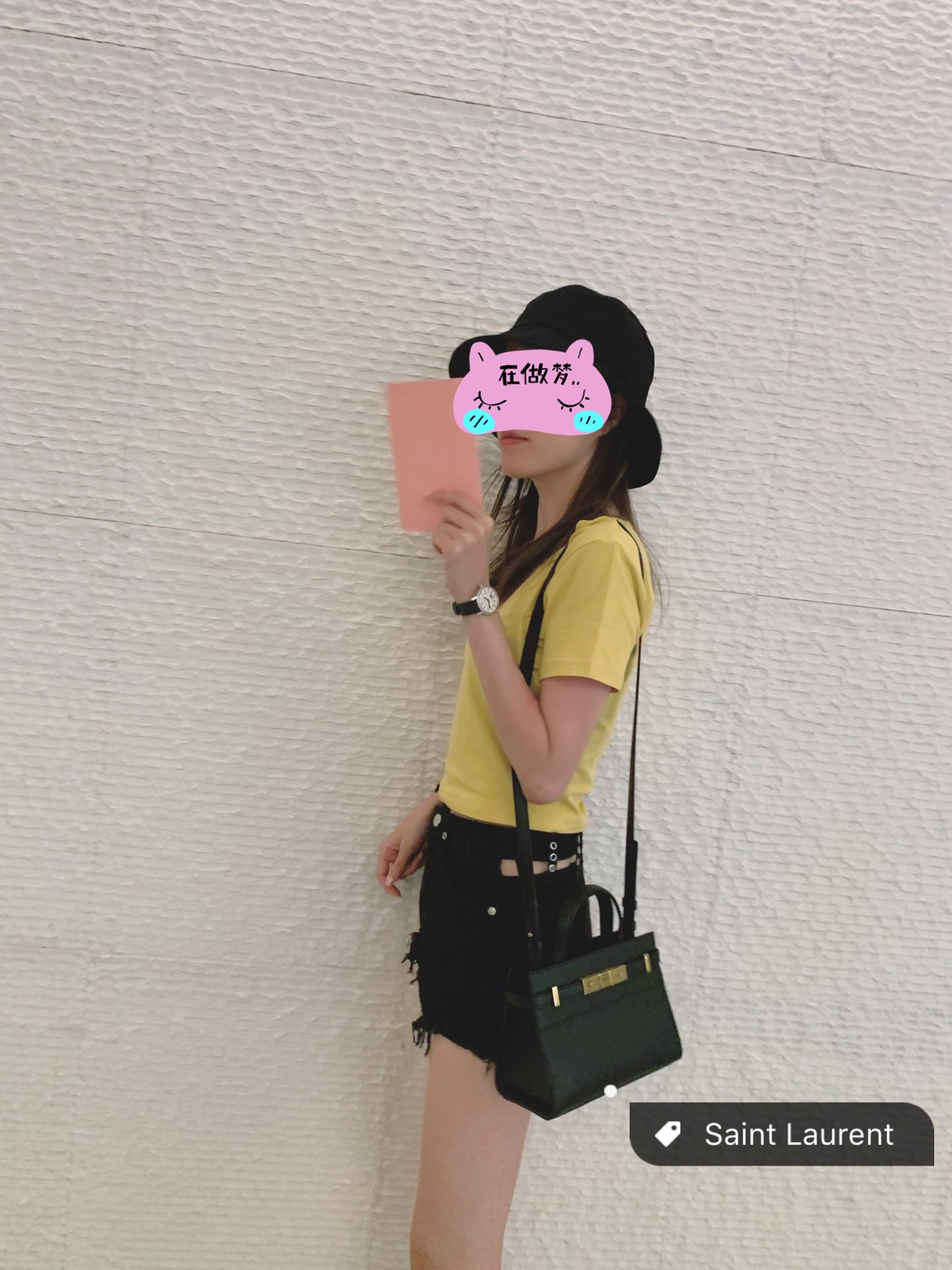 Ysl 𝑴𝑨𝑵𝑯𝑨𝑻𝑻𝑨𝑵 𝑵𝑨𝑵𝑶曼哈顿手提包 十字纹黑色金扣593741