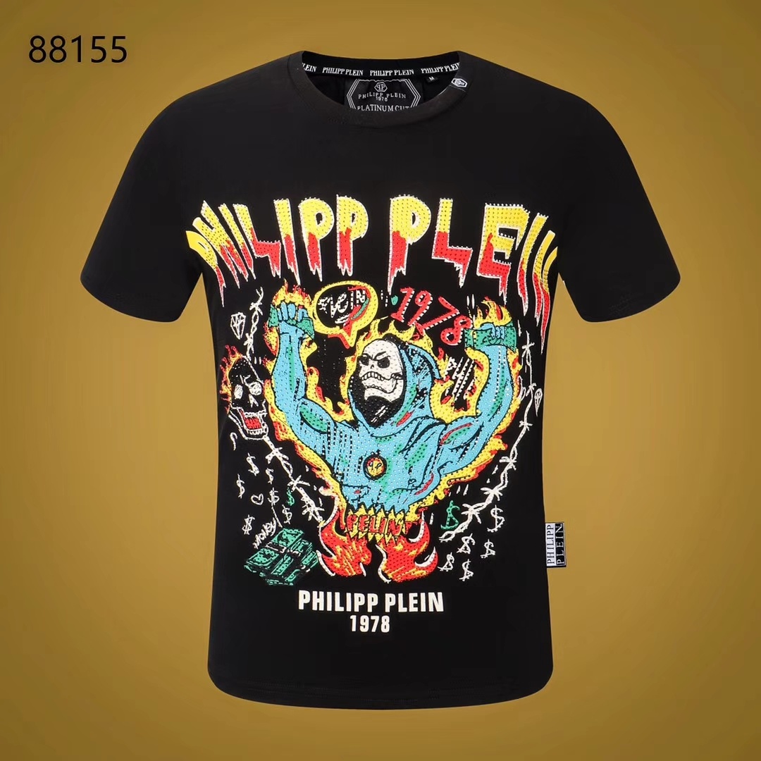 Philipp Plein Vêtements T-Shirt Réplique de haute qualité bon marché
 Noir Blanc Hommes Collection printemps – été Manches courtes