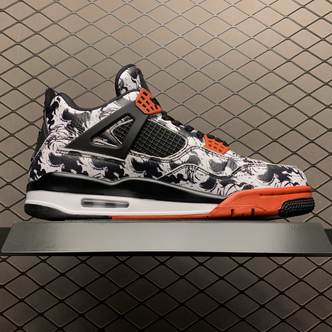 190  纯原B版本 Air Jordan 4 Retro SNGL OY AJ4乔4涂鸦光棍节 中国水墨画 BQ0897-006