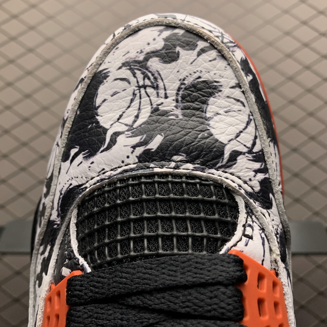 190  纯原B版本 Air Jordan 4 Retro SNGL OY AJ4乔4涂鸦光棍节 中国水墨画 BQ0897-006