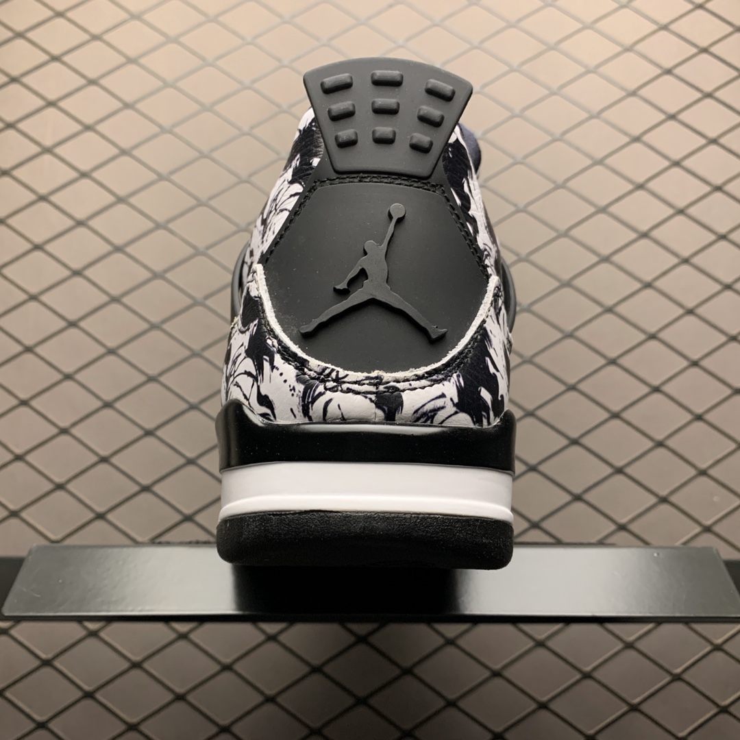 190  纯原B版本 Air Jordan 4 Retro SNGL OY AJ4乔4涂鸦光棍节 中国水墨画 BQ0897-006