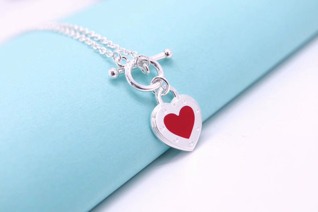 Tiffany & Co. 925纯银、Tiffany&Co.珐琅爱心针扣项链