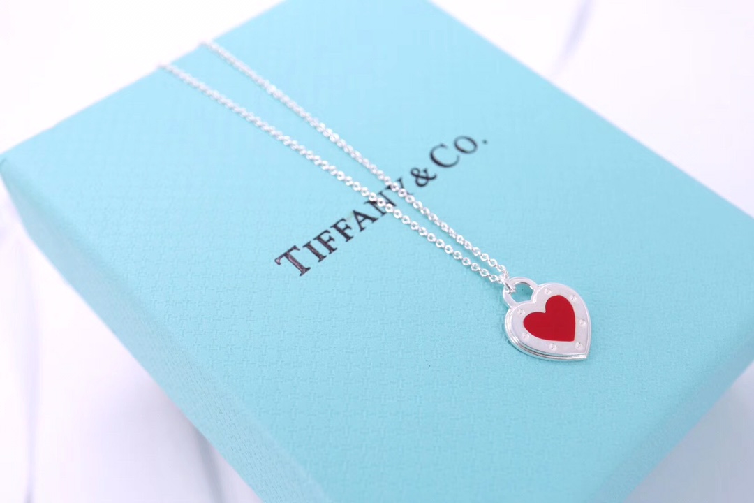 Tiffany & Co. 925纯银、Tiffany&Co.珐琅爱心针扣项链