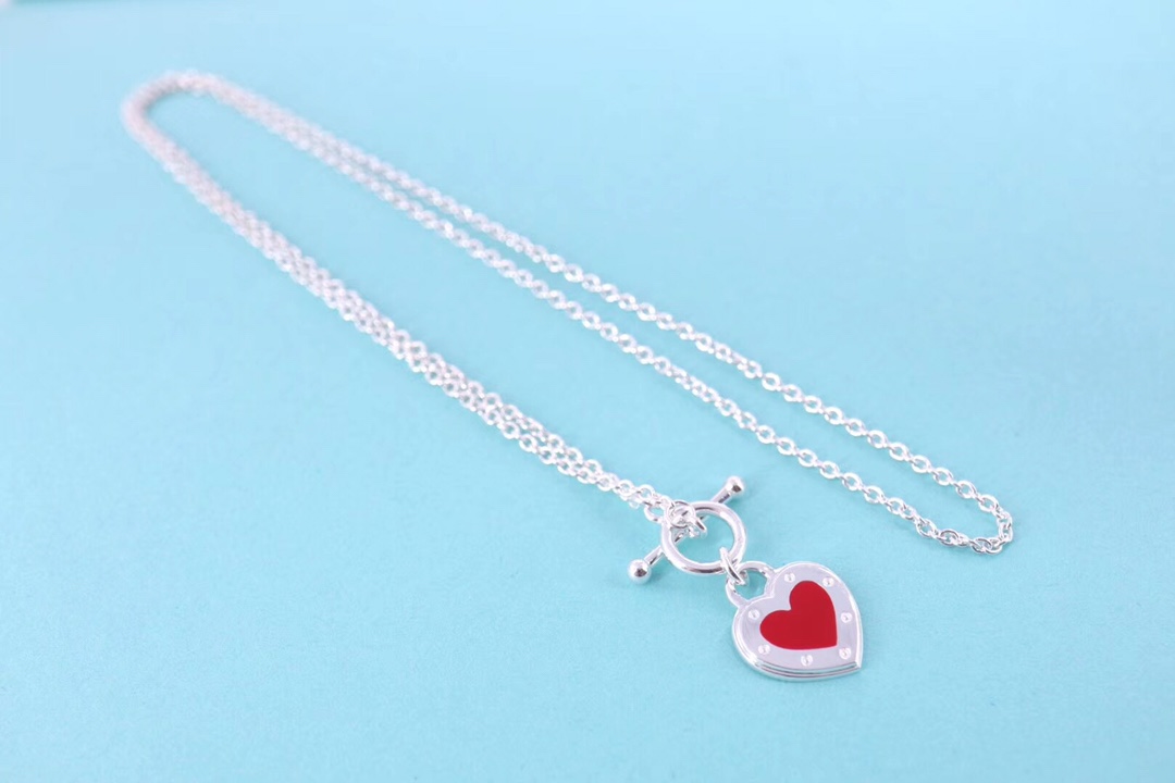 Tiffany & Co. 925纯银、Tiffany&Co.珐琅爱心针扣项链
