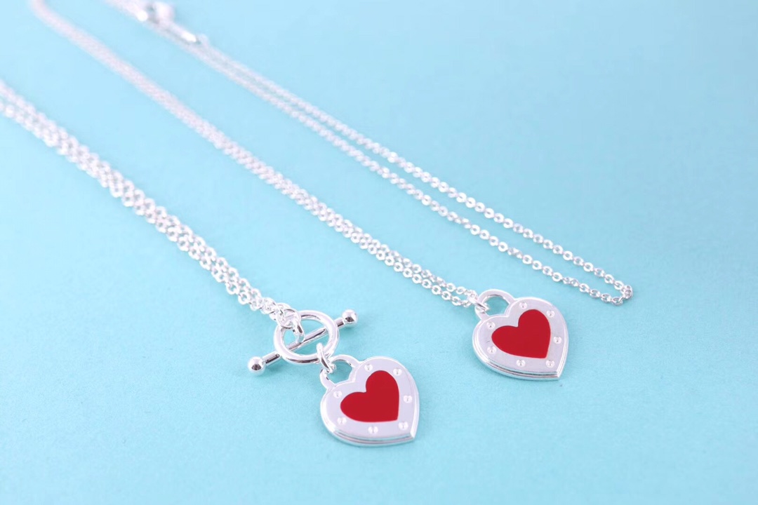 Tiffany & Co. 925纯银、Tiffany&Co.珐琅爱心针扣项链