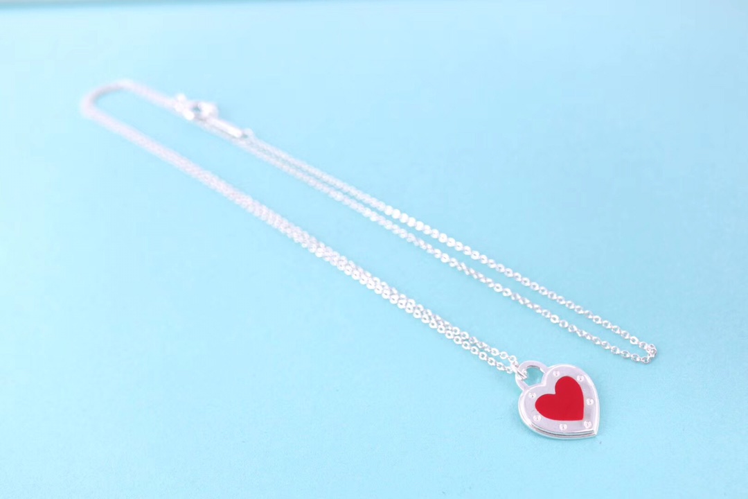 Tiffany & Co. 925纯银、Tiffany&Co.珐琅爱心针扣项链