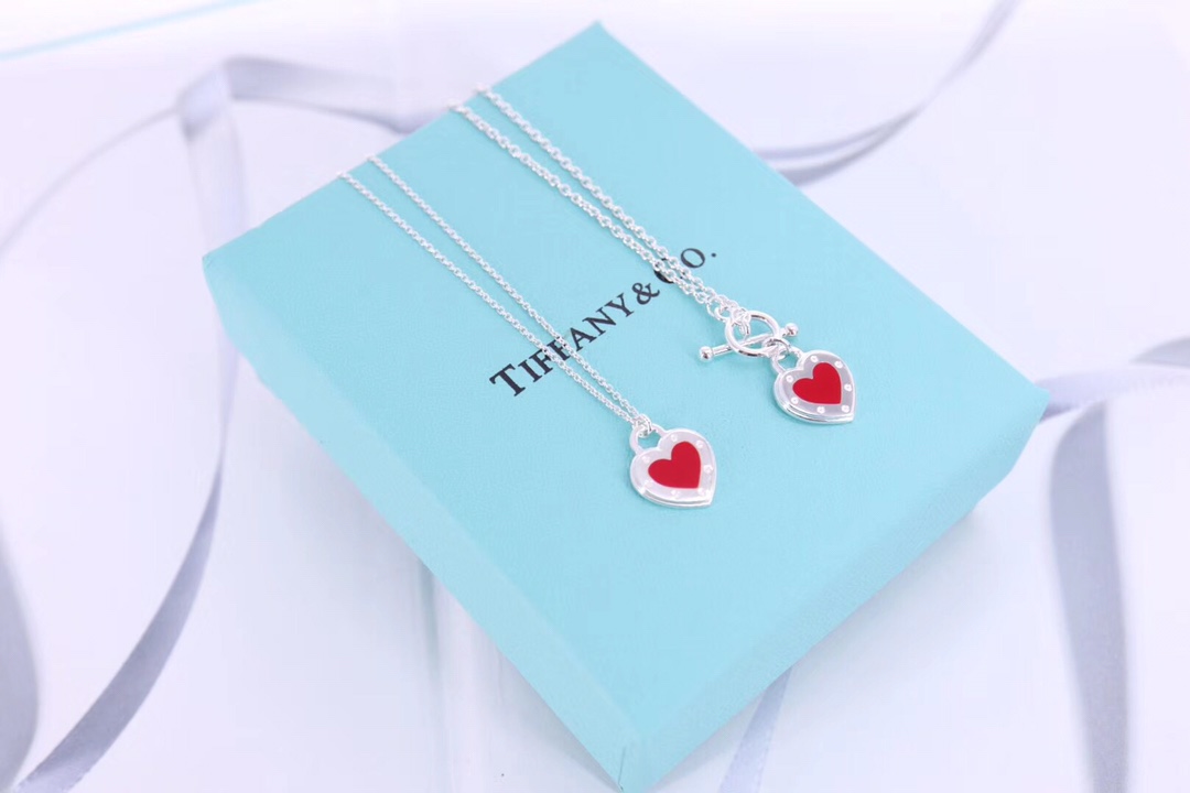 Tiffany & Co. 925纯银、Tiffany&Co.珐琅爱心针扣项链