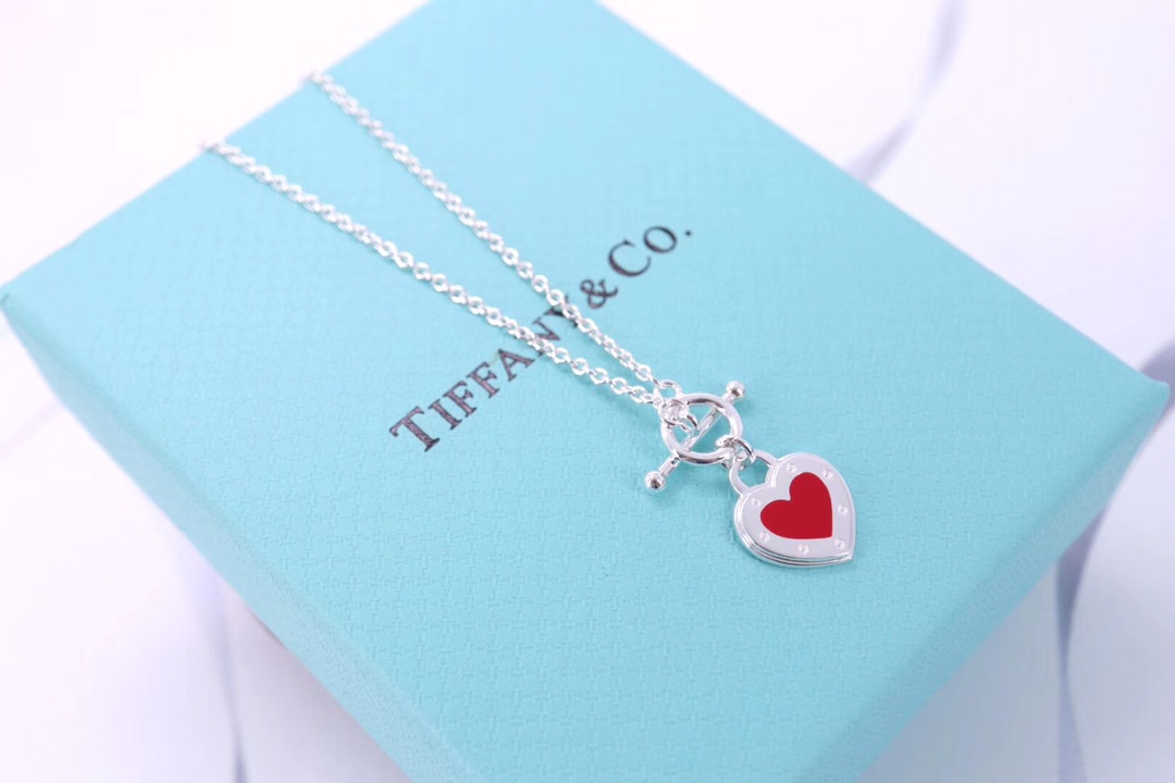 Tiffany & Co. 925纯银、Tiffany&Co.珐琅爱心针扣项链