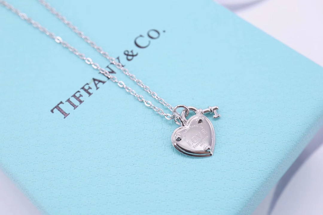 Tiffany & Co. Tiffany&Co. 心锁 纯银 锁骨项链