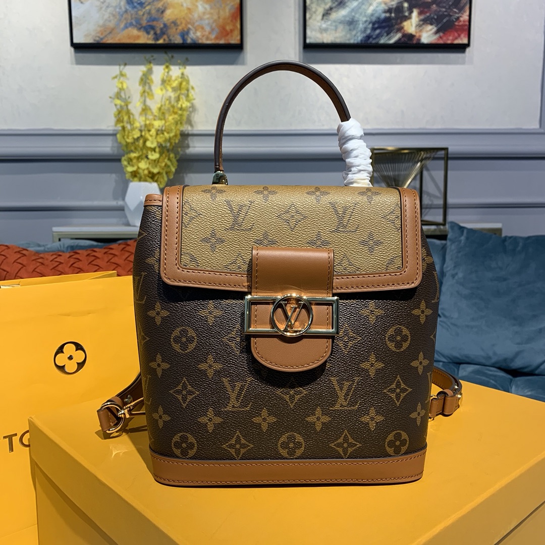 Louis Vuitton LV Dauphine Bags Backpack Yellow Monogram Canvas Cowhide Spring Collection M44393