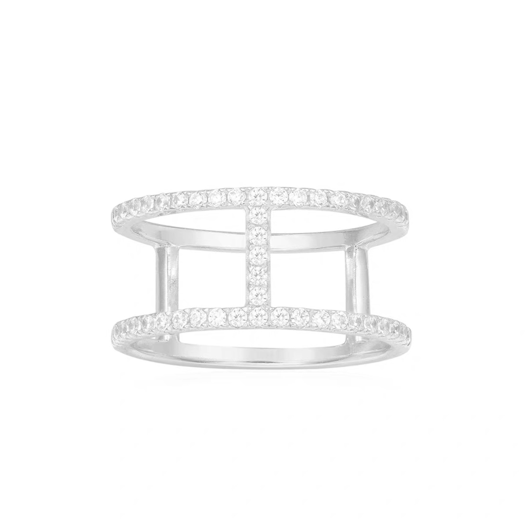 NO:103800,APM Monaco I-ring Sterling Silver White Gold I-ring Ring Ring Tail Ring Index Ring, APM Ring, ring, pure silver19860909APM Monaco工字戒指 纯银白金色工字戒指指环尾戒食指戒,apm戒指,ring,pure silver,Jewelry