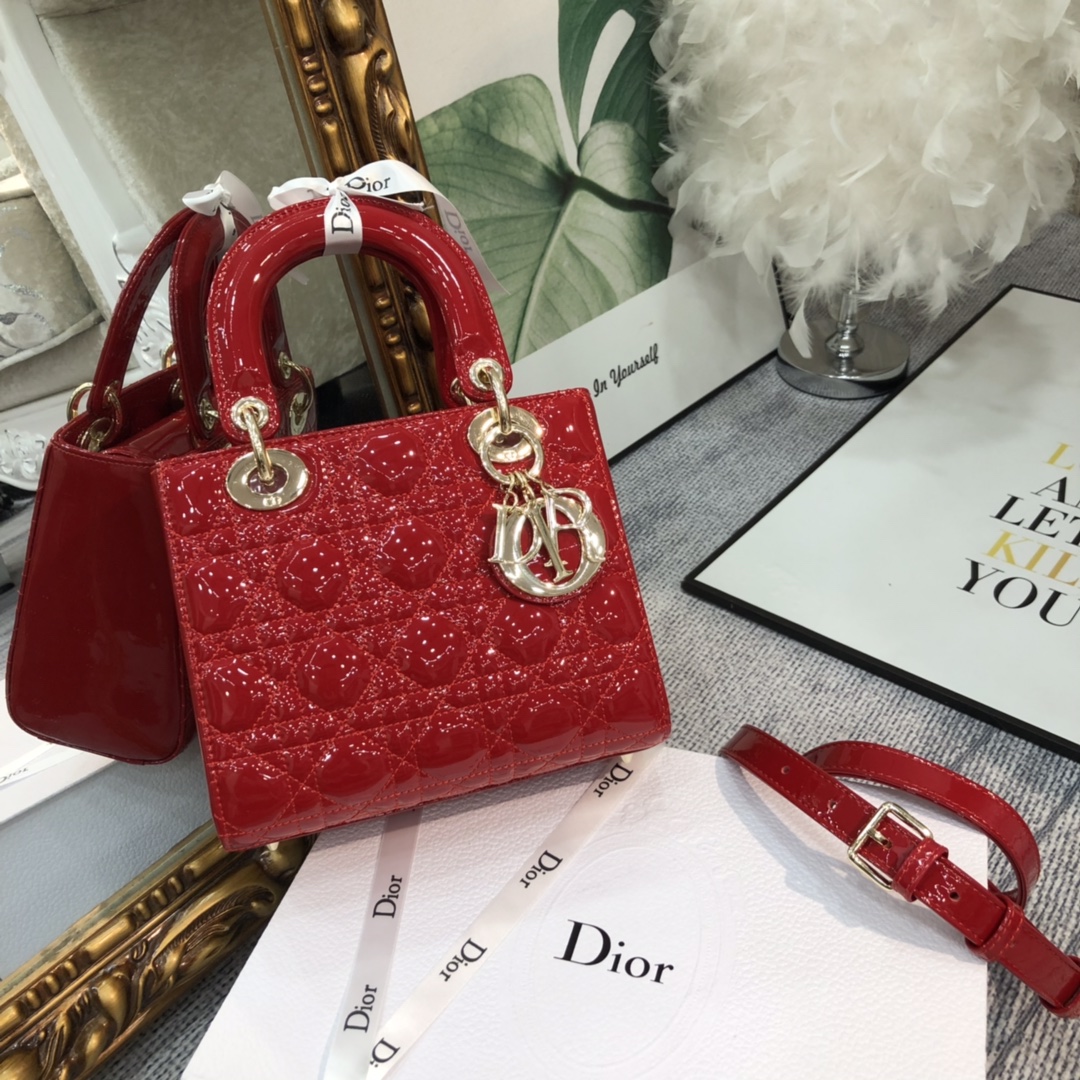 DIOR 戴妃包 藤格紋 漆皮小牛皮 手提肩背
