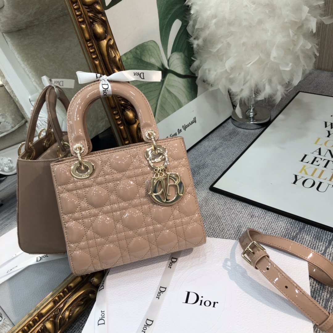 DIOR 黛妃包 藤格紋 漆皮小牛皮 手提斜背