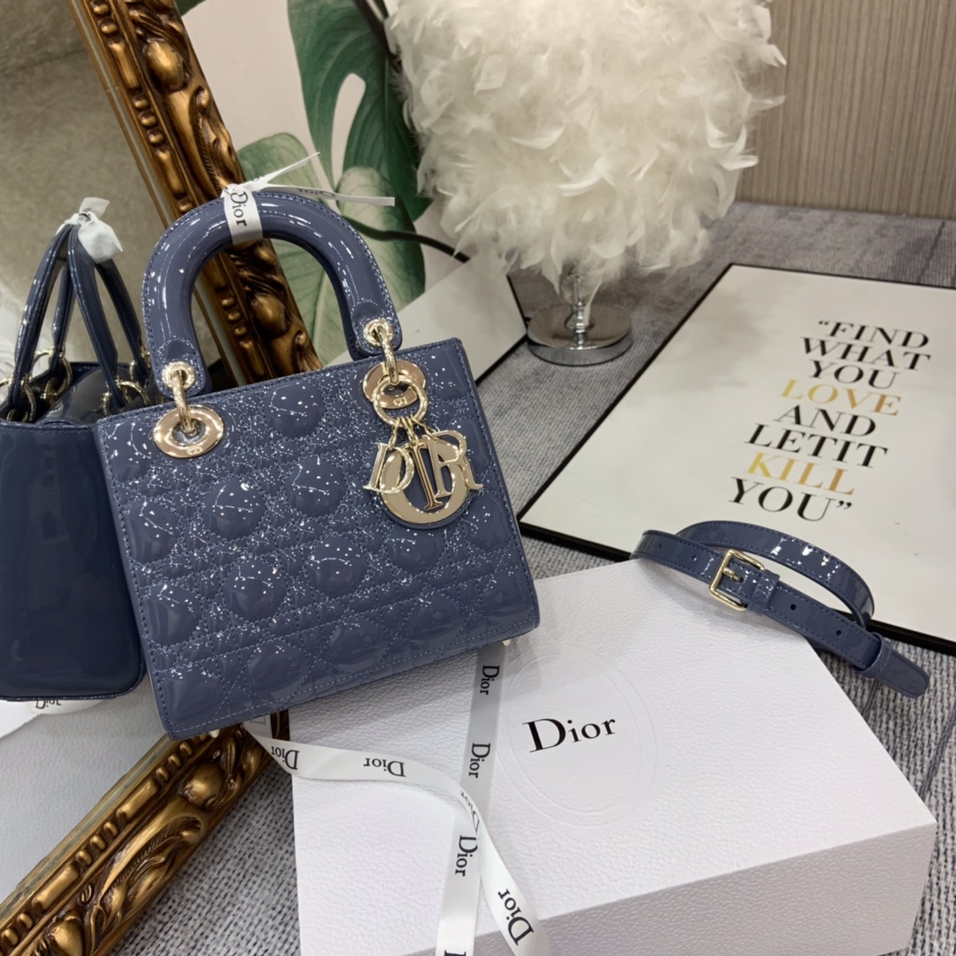 DIOR 戴妃包 藤格紋 漆皮小牛皮 手提肩背
