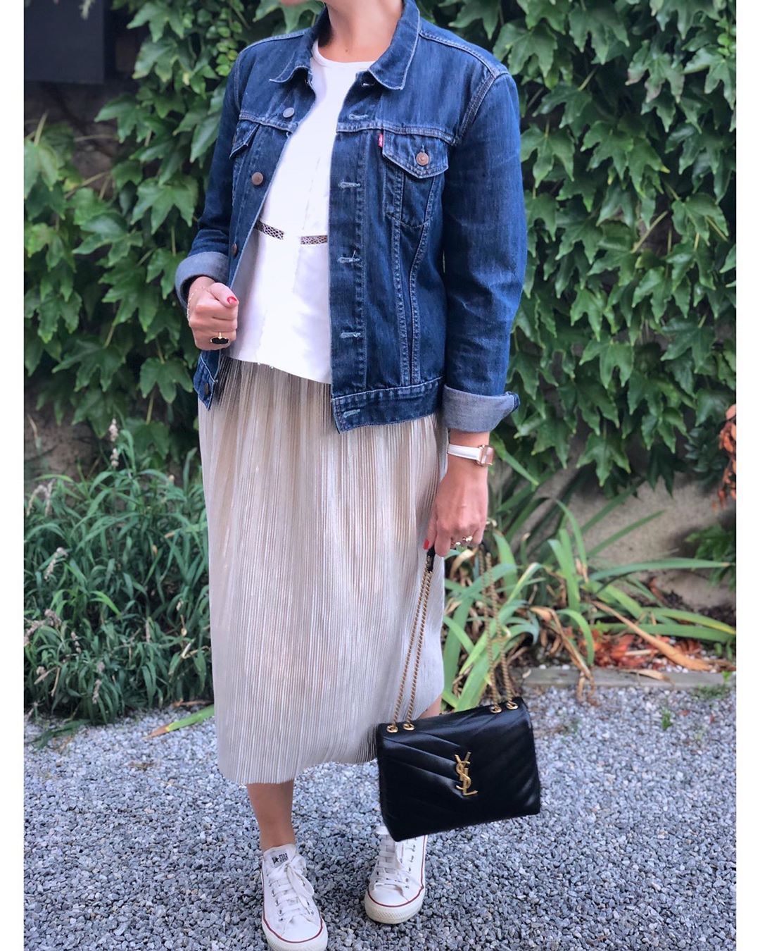 YSL LOULOU 23CM Y型绗缝链条包 494699黑色/金扣