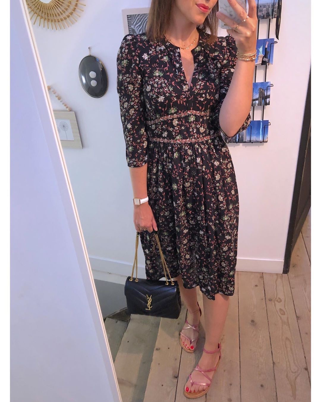 YSL LOULOU 23CM Y型绗缝链条包 494699黑色/金扣