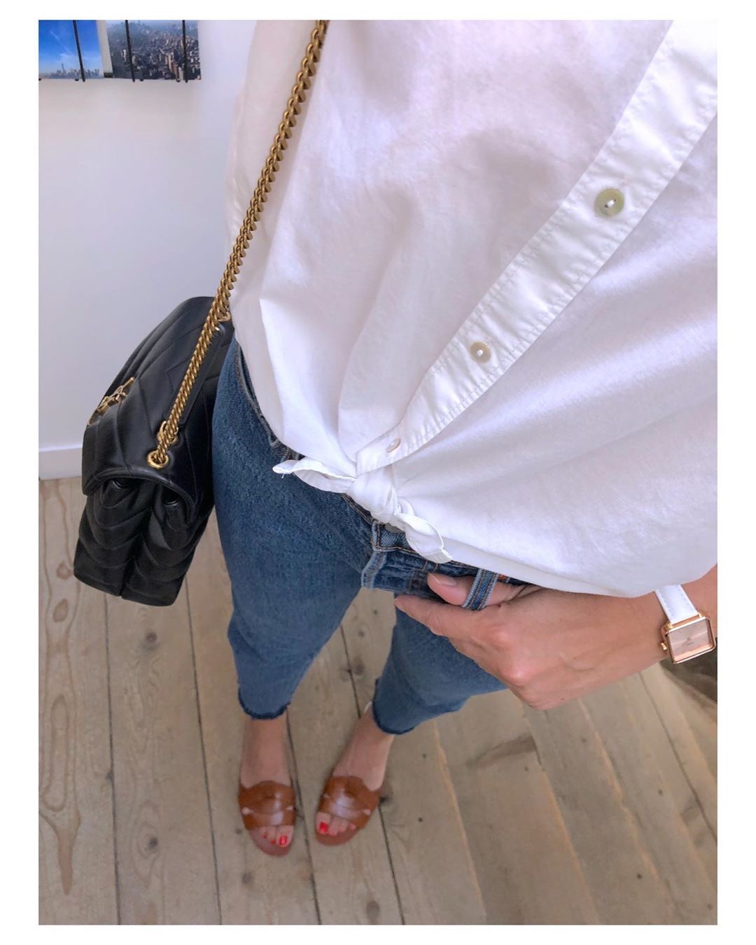 YSL LOULOU 23CM Y型绗缝链条包 494699黑色/金扣