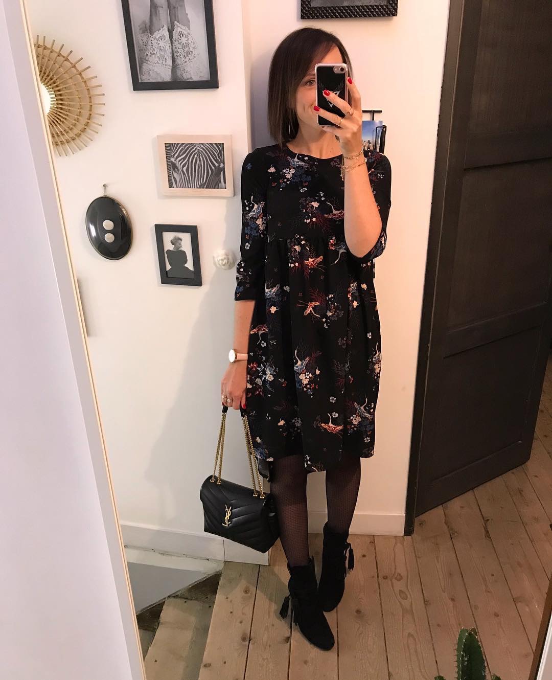 YSL LOULOU 23CM Y型绗缝链条包 494699黑色/金扣