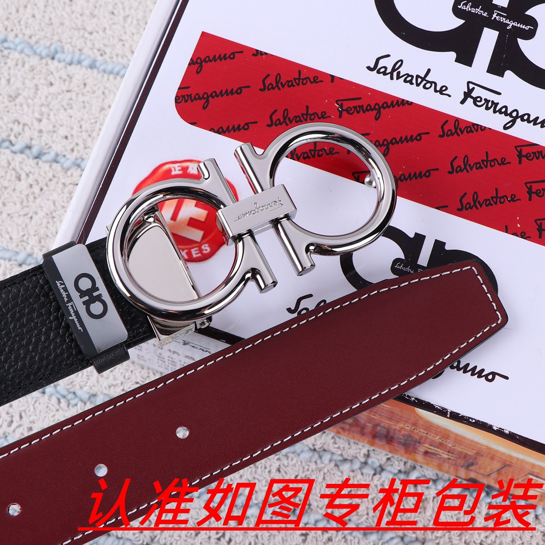 🎁品名：菲拉格木·腰带✈️原单·皮带P200
🎁材料：🐂百分百头层牛皮，保证真皮。24k纯钢扣🌈双面可用✨专柜同等质量，  送人自用首选✈️
🎁包装： 请认准如图专柜包装，赠送打孔器，银联发票，宽度3.5cm