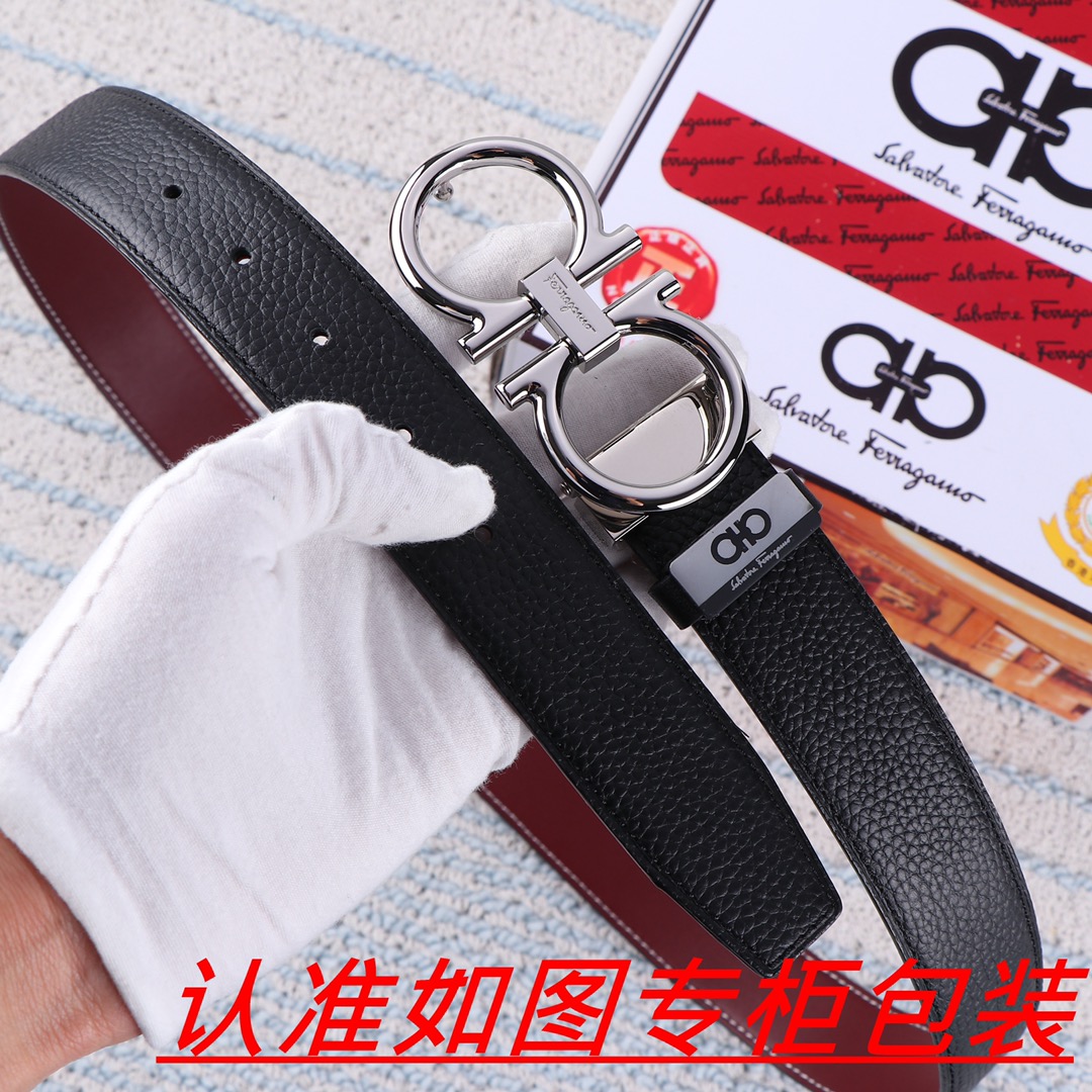 🎁品名：菲拉格木·腰带✈️原单·皮带P200
🎁材料：🐂百分百头层牛皮，保证真皮。24k纯钢扣🌈双面可用✨专柜同等质量，  送人自用首选✈️
🎁包装： 请认准如图专柜包装，赠送打孔器，银联发票，宽度3.5cm