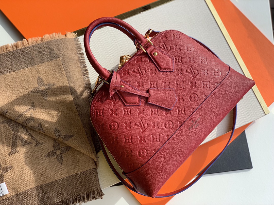 Louis Vuitton LV Alma BB Bags Handbags Maroon Red Empreinte​ Casual M44832