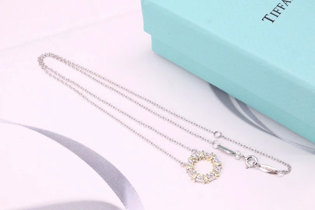 Tiffany & Co. Tiffany&Co.黄白分色圈圈锁骨项链